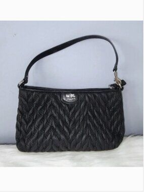 Coach 70th Anniversary Madison satin quilted chevron demi pochette EUC